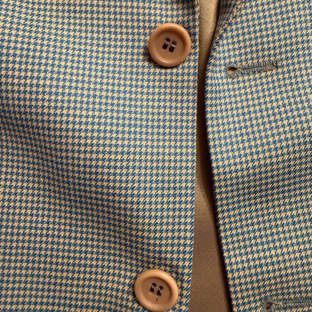 Hugo Boss Corleone 100% Wool Sport Coat Blazer BlueTan Micro Houndstooth Mens44R - Picture 5 of 10
